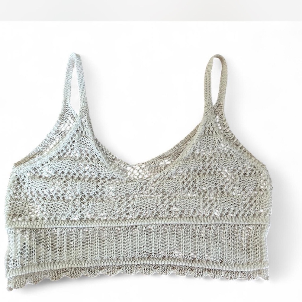 SHEIN Gray Crochet Crop Top